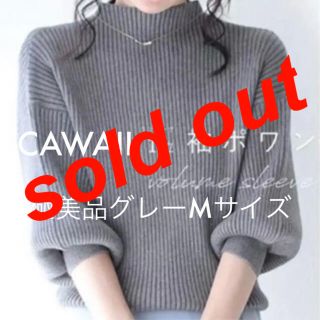 カワイイ(cawaii)の極美品　cawaii 袖ポワンとオフネックのリブニットトップス　グレーM(ニット/セーター)