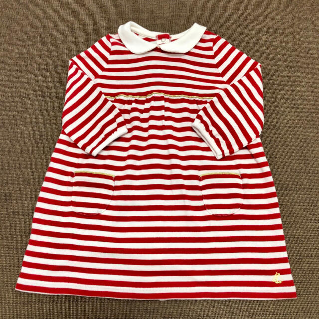 PETIT BATEAU(プチバトー)の美品♡プチバトー　ワンピース　12m キッズ/ベビー/マタニティのベビー服(~85cm)(ワンピース)の商品写真