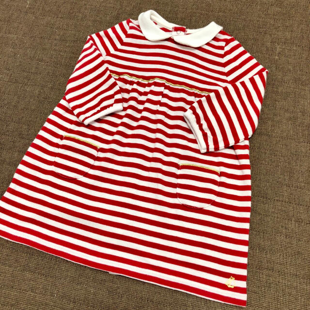 PETIT BATEAU(プチバトー)の美品♡プチバトー　ワンピース　12m キッズ/ベビー/マタニティのベビー服(~85cm)(ワンピース)の商品写真