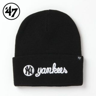 ニューエラー(NEW ERA)の【新品】47BRAND NY ヤンキース ニット帽 黒 ニューヨーク(ニット帽/ビーニー)