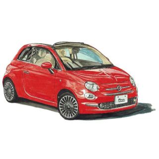 GC-1391 FIAT 500C限定版画直筆サイン額装●作家平右ヱ門