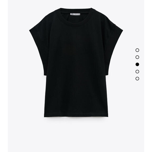 ZARA(ザラ)のリブ編みTシャツ　ZARA ブラック レディースのトップス(Tシャツ(半袖/袖なし))の商品写真