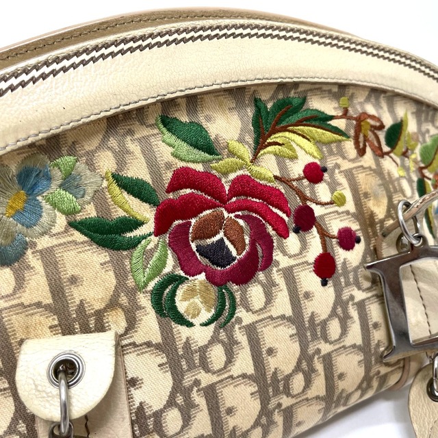 Dior(ディオール)のディオール Dior フラワー 刺繍 トロッター ハンドバッグ レザー/キャンバス ベージュ レディースのバッグ(ハンドバッグ)の商品写真