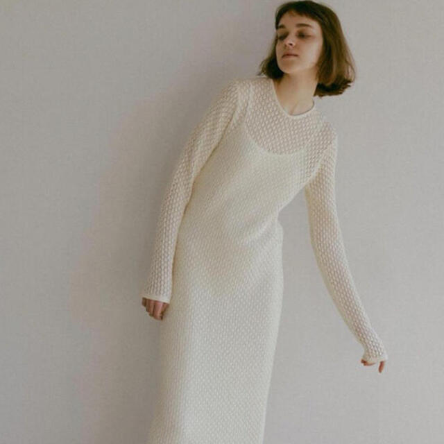 louren vintage  lace knit dress ivory