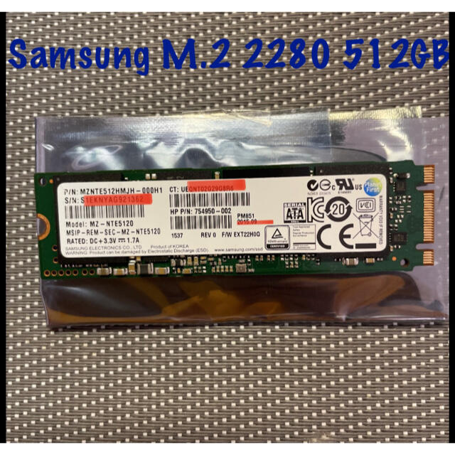 Samsung SSD M.2 2280 512GB使用時間0h