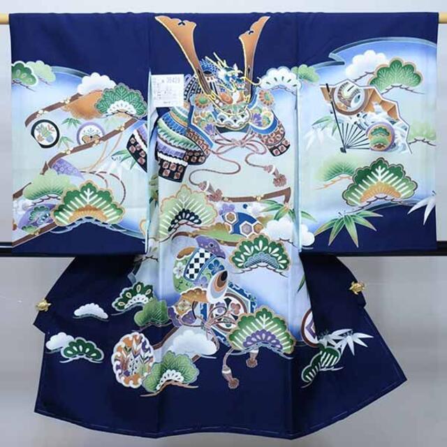 お宮参り 産着 男児 正絹 のしめ 羽二重 金刺繍 兜 濃紺地 お宮参り 産着 男児 正絹 のしめ 羽二重 金刺繍 兜 濃紺地