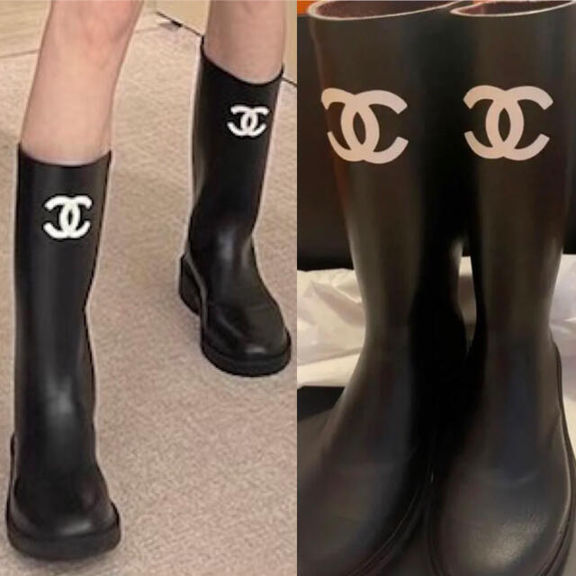 CHANEL(シャネル)の入手困難 新品 新作 シャネル CHANEL レインブーツ ブラック サイズ40 レディースの靴/シューズ(レインブーツ/長靴)の商品写真