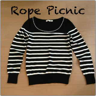 ロペピクニック(Rope' Picnic)の白×黒ボーダーニット♡ROPE(ニット/セーター)