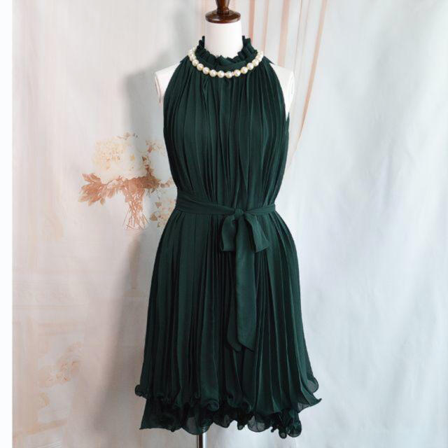 綺麗なグリーンのパーティードレス♪ショール付き レディースのフォーマル/ドレス(ミディアムドレス)の商品写真