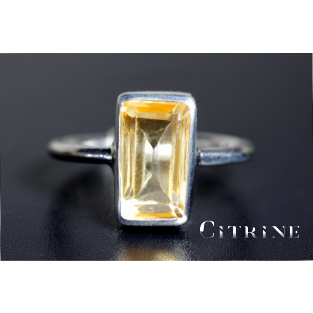 New『Citrine』の世界でひとつの天然石リング sv925+プラチナ仕上げ