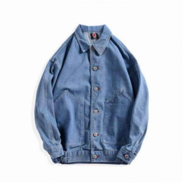 【爆売れ】ビックシルエット デニムジャケット　ハレ系 韓国ファッション　M メンズのジャケット/アウター(Gジャン/デニムジャケット)の商品写真