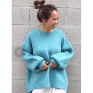 トゥデイフル(TODAYFUL)の<美品>viaj キャナルジーン  グリーン　ブルー　ニット　モヘア風(ニット/セーター)