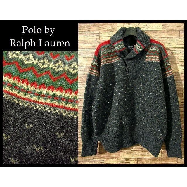 POLO RALPH LAUREN(ポロラルフローレン)の※専用★XL 90s ラルフローレン ハンドニット フェアアイル ショールカラー メンズのトップス(ニット/セーター)の商品写真