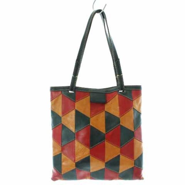 ゲンテン genten トートバッグ ハンドバッグ レザー パッチワーク 赤