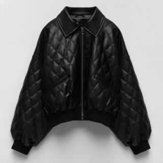 ZARA - ZARA レザー風ジャケット フェイクレザーキルティングアウター