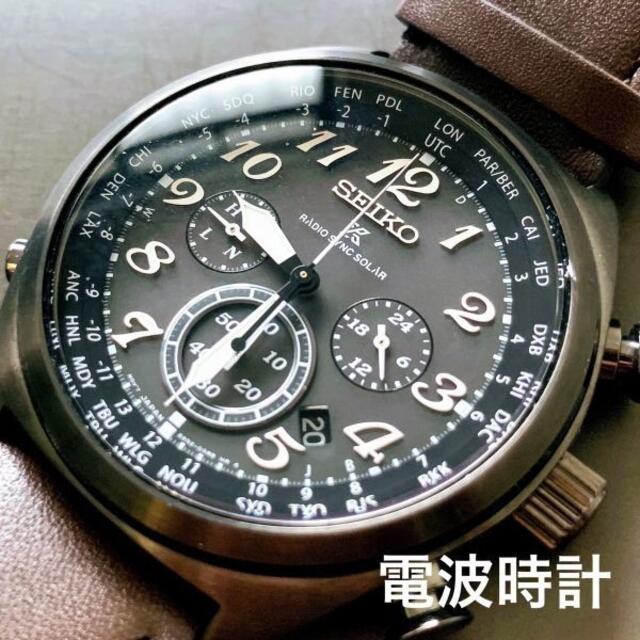 新品●SEIKO 電波ソーラー プロスペックス 革バンド セイコー メンズ腕時計