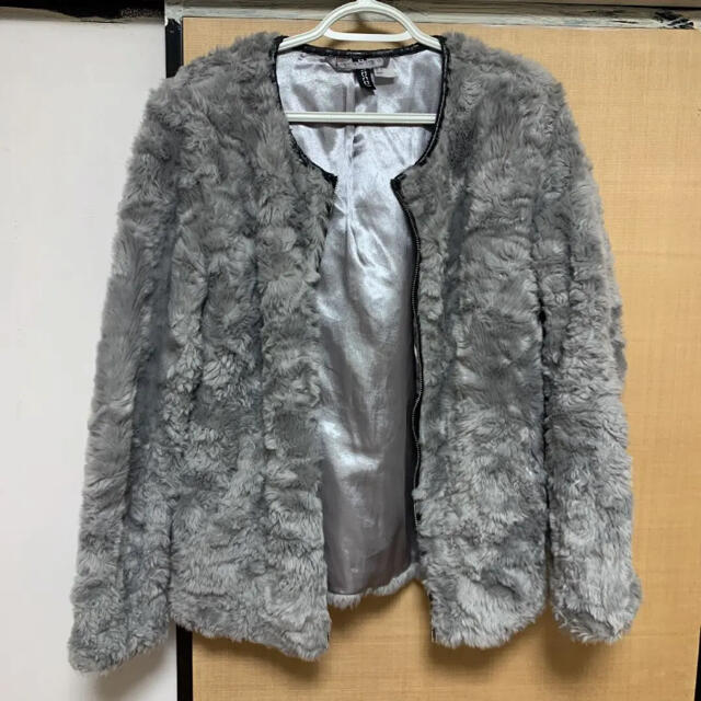H&M - H&M ファーコート グレーの通販 by My shop|エイチアンド H&M - H&M ファーコート グレーの通販 by My shop|エイチアンド