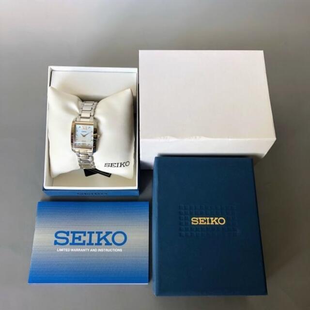 セイコー仕様【新品】セイコー パール文字盤 SEIKO ソーラー ダイヤ レディース腕時計