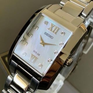 セイコー(SEIKO)の【新品】セイコー パール文字盤 SEIKO ソーラー ダイヤ レディース腕時計(腕時計)