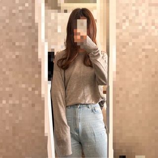 マウジー(moussy)のmoussy ニット　Tシャツ　ベージュ　オートミール(ニット/セーター)