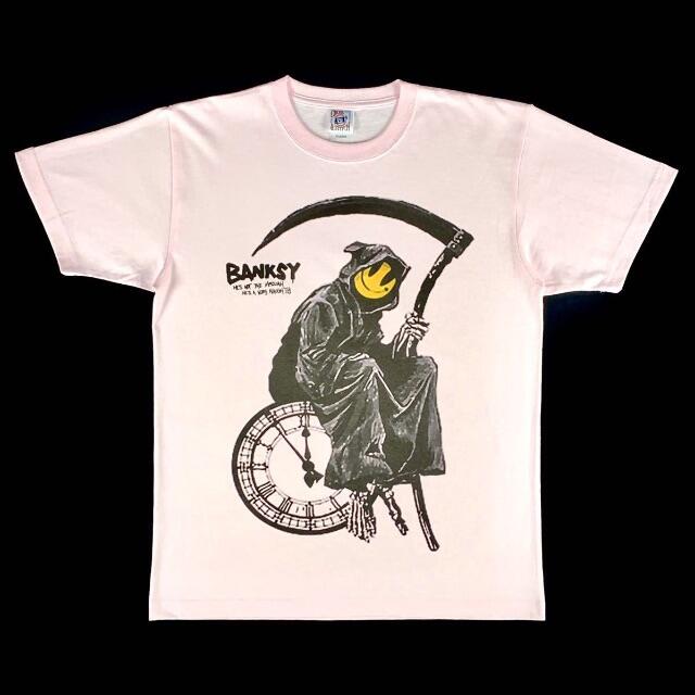 【BANKSY】新品 バンクシー 死神 ピンク ビッグ プリント Tシャツ 5
