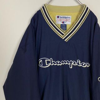 チャンピオン(Champion)のチャンピオン プルオーバー ナイロン Vネック ビンテージ 90s 刺繍　ロゴ(ナイロンジャケット)