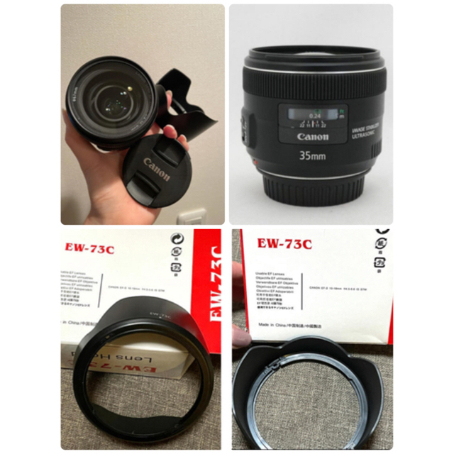 専用☆35mm用花柄フード+EF35mm スマホ/家電/カメラのカメラ(レンズ(単焦点))の商品写真