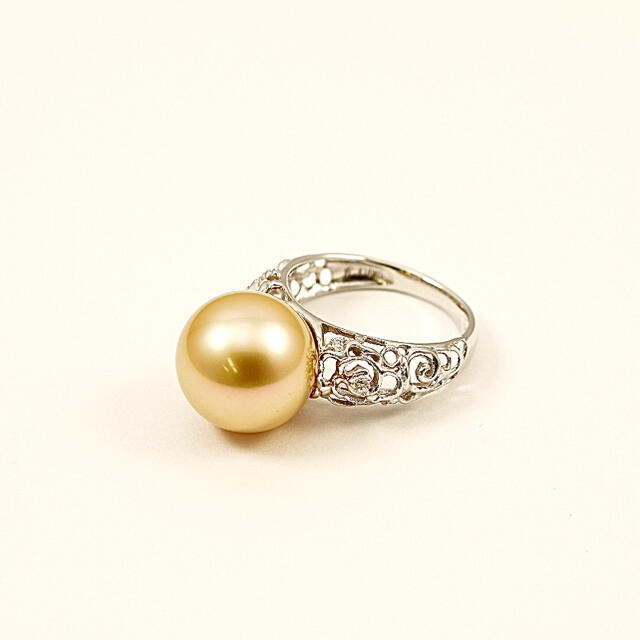 【送料0円】 南洋真珠 指輪 日本製 12mm パール 11号 K18WG リング(指輪)