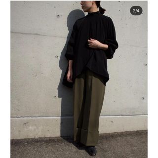 【新品タグ付き】ENFOLD エンフォルド ワイドパンツ カーキ ギャバ