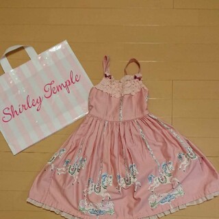 シャーリーテンプル(Shirley Temple)のシャーリーテンプル  木馬柄  ピンク  ジャンパースカート(ワンピース)