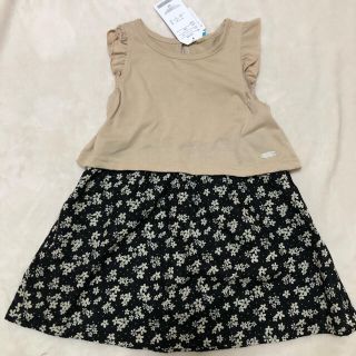 女の子　切り替え　花柄　ワンピース　100 新品(ワンピース)