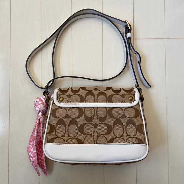 【極美品】COACH　ショルダーバック　チェック　スカーフ　ウール100%