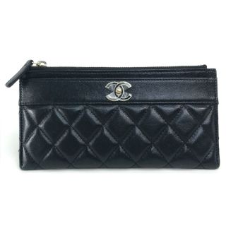 シャネル(CHANEL)のシャネル CC ココマーク マトラッセ ラムスキン レディース 長財布 ブラック(財布)