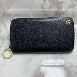 グッチ(Gucci)の【GUCCI ブラック レザー　ラウンドファスナーワンポイントロゴ長財布】(財布)