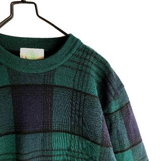 ジェイプレス(J.PRESS)の古着 日本製 クルーネック ウール100% チェック柄 総柄 ニット セーター(ニット/セーター)