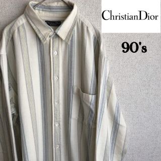 クリスチャンディオール(Christian Dior)の90s Christian Dior 長袖　ストライプ　ネルシャツ　Lサイズ(シャツ)