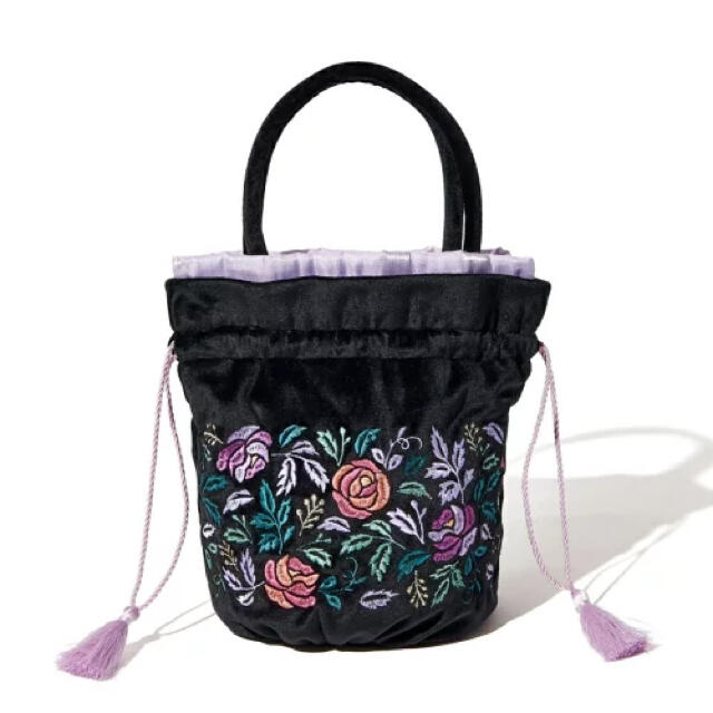 ANNA SUI(アナスイ)の【新品未開封】Francfranc×ANNA SUI コラボ 巾着バッグ 黒 レディースのバッグ(ハンドバッグ)の商品写真