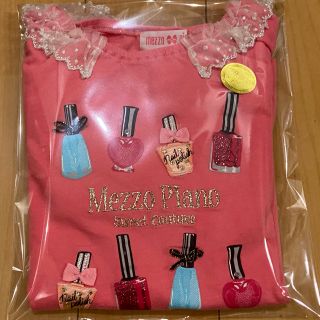 メゾピアノ(mezzo piano)のメゾピアノ♡カットソー　ロンT 襟レース　ストーン　可愛いマニキュアデザイン(Tシャツ/カットソー)