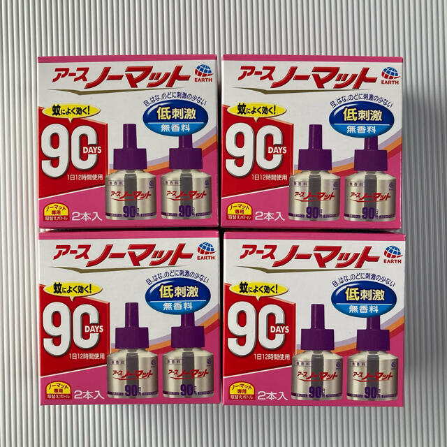 アース製薬(アースセイヤク)のアースノーマット 詰め替え 90日  無香料　4箱(合計8本) 新品 インテリア/住まい/日用品の日用品/生活雑貨/旅行(日用品/生活雑貨)の商品写真