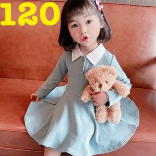 [新品] Aラインのシンプルで可愛いミントワンピース 120 韓国 子供服(ワンピース)