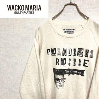 ワコマリア(WACKO MARIA)の●ワコマリア●日本製ビックプリントスウェットトレーナーホワイトベージュ　メンズ(スウェット)