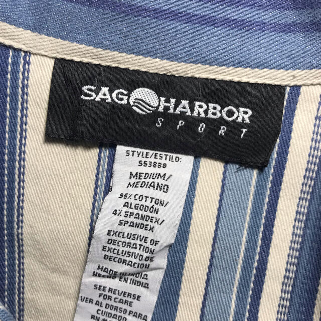 【希少デザイン】SAGHARBOR 輸入古着 シャツ ジャケット デニム M メンズのジャケット/アウター(Gジャン/デニムジャケット)の商品写真