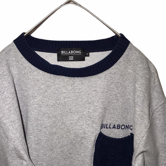 billabong(ビラボン)の【人気】ビラボン BILLABONG ロンT グレー M ネイビー 古着 ロゴ メンズのトップス(Tシャツ/カットソー(七分/長袖))の商品写真