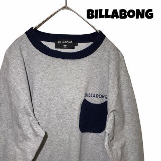 ビラボン(billabong)の【人気】ビラボン BILLABONG ロンT グレー M ネイビー 古着 ロゴ(Tシャツ/カットソー(七分/長袖))