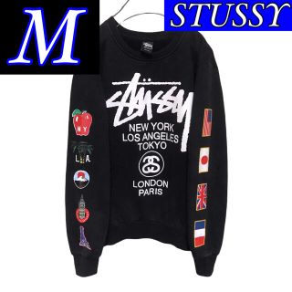 STUSSY　スウェットトレーナー　XL　グリーン　両面プリント　ワールドツアー