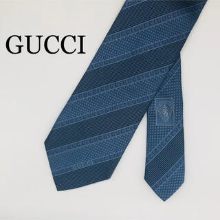 グッチ(Gucci)のグッチ GUCCI ネクタイ ネイビー ブルー 青 ストライプ 絹 シルク(ネクタイ)