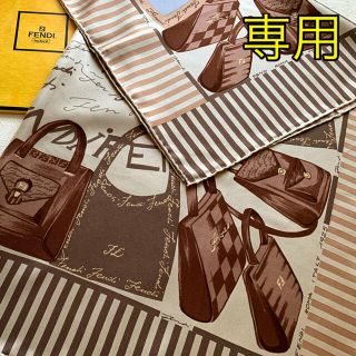 フェンディ(FENDI)の専用★フェンディ★ブーツ柄レッド、スカーフJ,X J★バッグ柄ブラウン系(バンダナ/スカーフ)