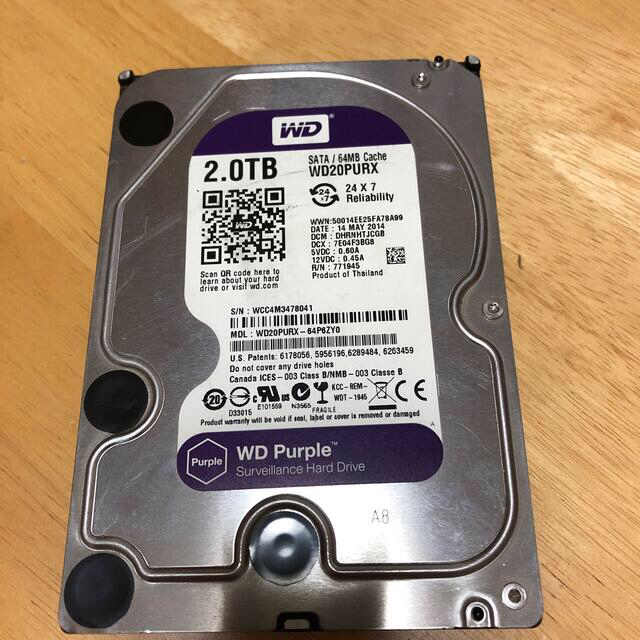 WD Purple WD20PURX 2TB HDD ×2