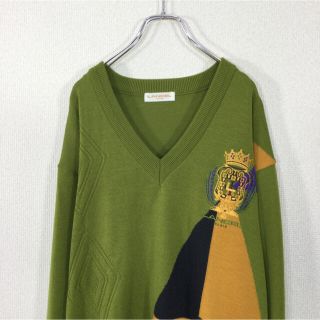 ランセル(LANCEL)の【美品】【90s】ランセル/LANCEL デザインニット セーター　刺繍ロゴ　緑(ニット/セーター)