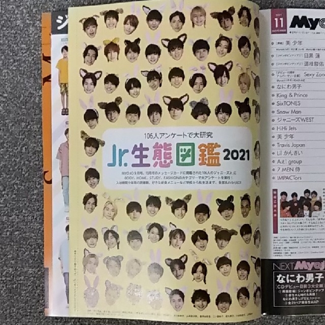 ジャニーズJr.(ジャニーズジュニア)のMyojo 11月号 ジャニーズJr.生態図鑑 ジャニーズJr.背くらべチャート エンタメ/ホビーの雑誌(アート/エンタメ/ホビー)の商品写真